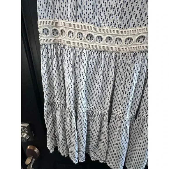 lemlem Women's Wibi V-Neck Lace Trim blue white Short Mini Dress Size Large - Picture 7 of 9